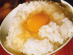 有畜栽培の米を飯豊伏流水で炊きあげたご飯と産みたて有精卵